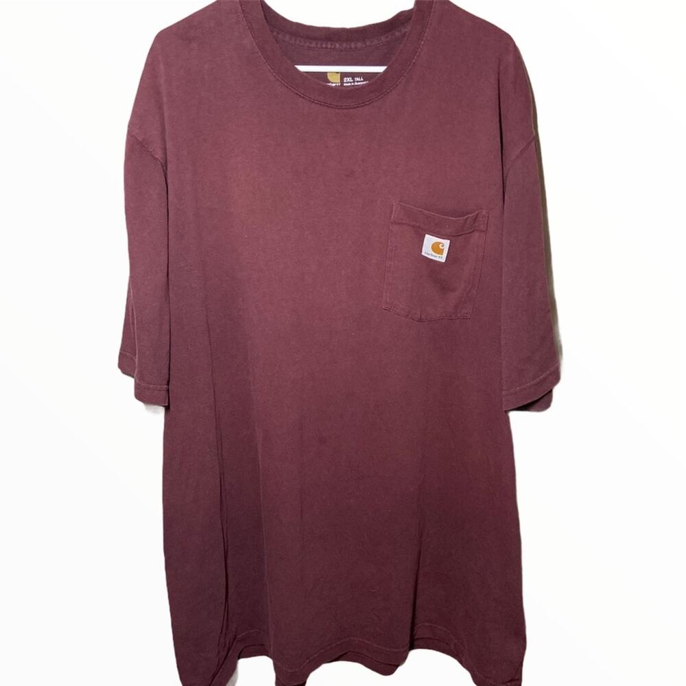 Carhartt Original Fit T-Shirt Short Sleeve Chest Pocket Maroon XXL Tall